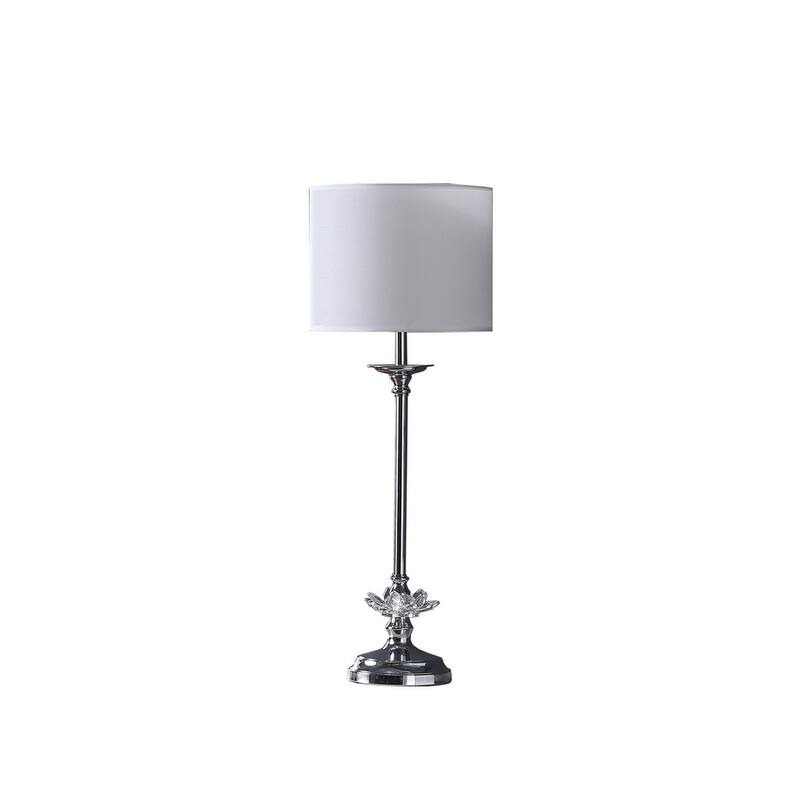25.5" In Buffet Crystal Floral Chrome Metal Table Lamp - White