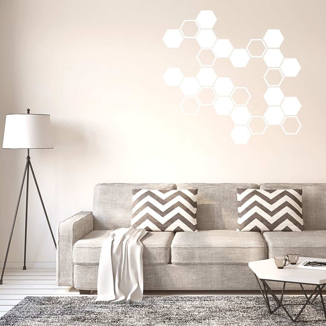 Shop White Hexagon Pattern Wall Stickers Removable Art Decal For