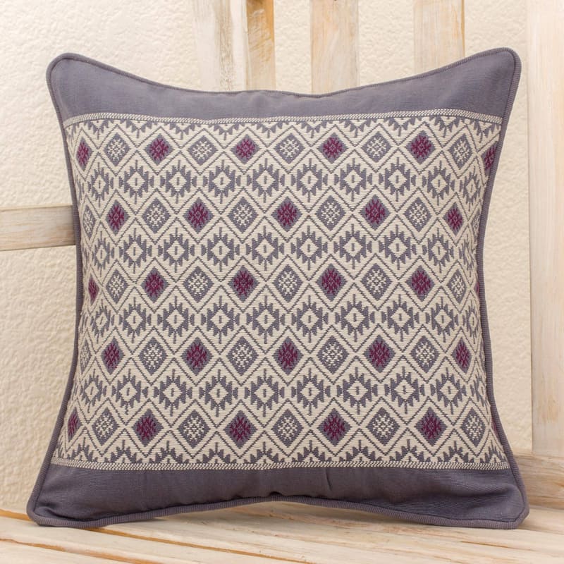 Handmade Silver Moon Cotton cushion cover (Guatemala) - 25 x 21 x 2