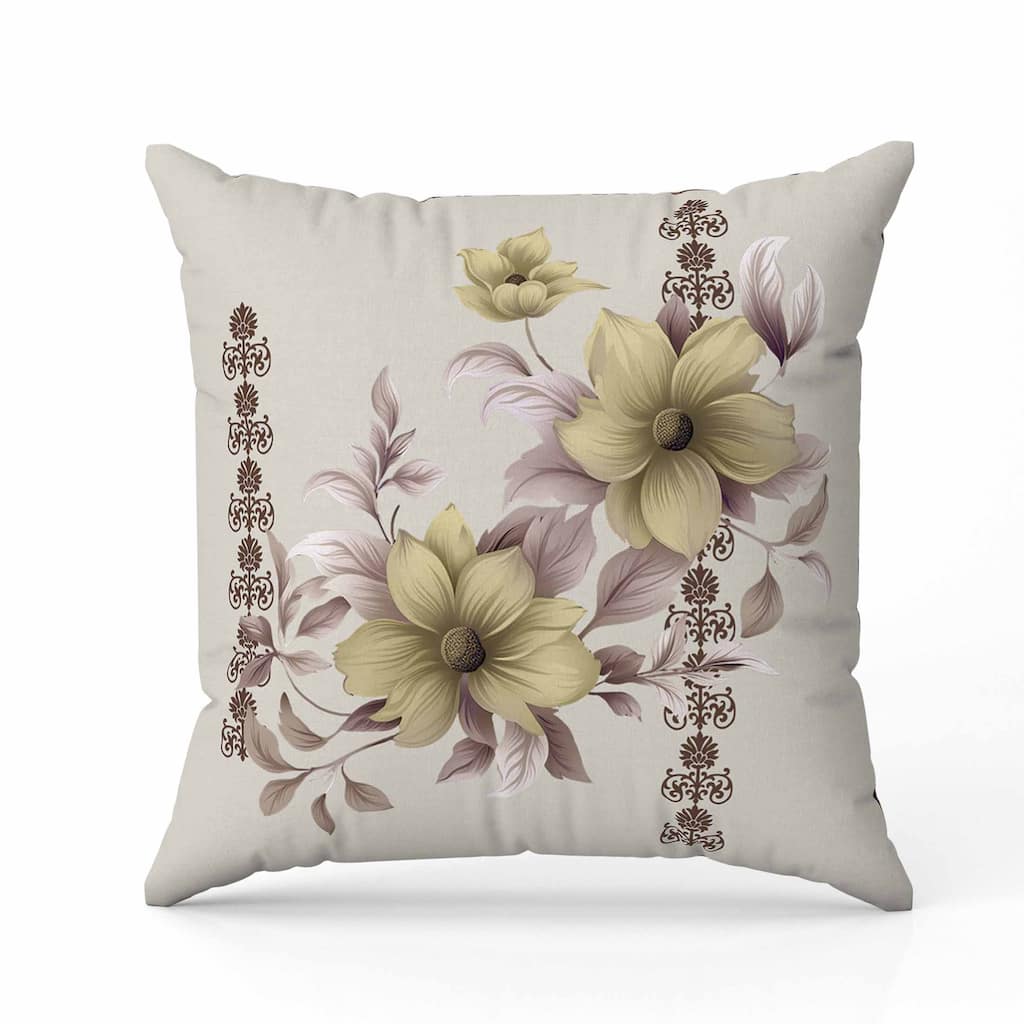 Petal Perfection Faux Suede Reversible Throw Pillow Vanila and Brown
