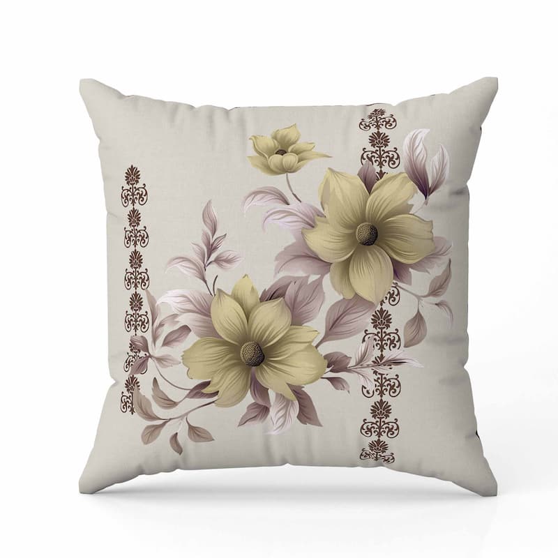 Petal Perfection Faux Suede Reversible Throw Pillow Vanila and Brown