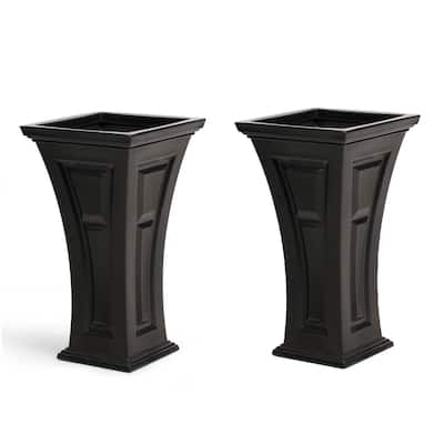 FCMP Outdoor Heritage Self Watering Outdoor Garden Patio Planter Pot, 2 Pack - 16 x 16 x 28.5 inches