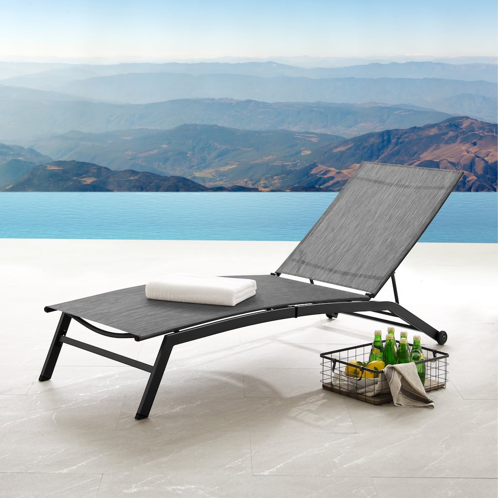 Corvus Antonio Outdoor Contemporary Sling-Fabric Adjustable Chaise Lounge