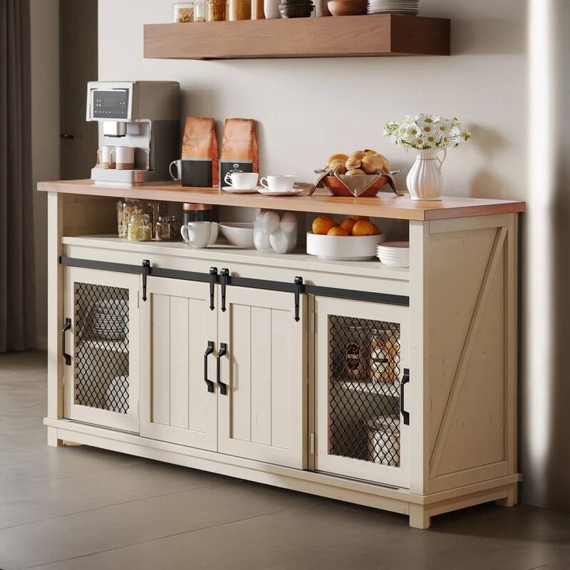 63 In Kitchen Buffet TV Stand with Storage Coffee Bar Cabinet - 62 inches