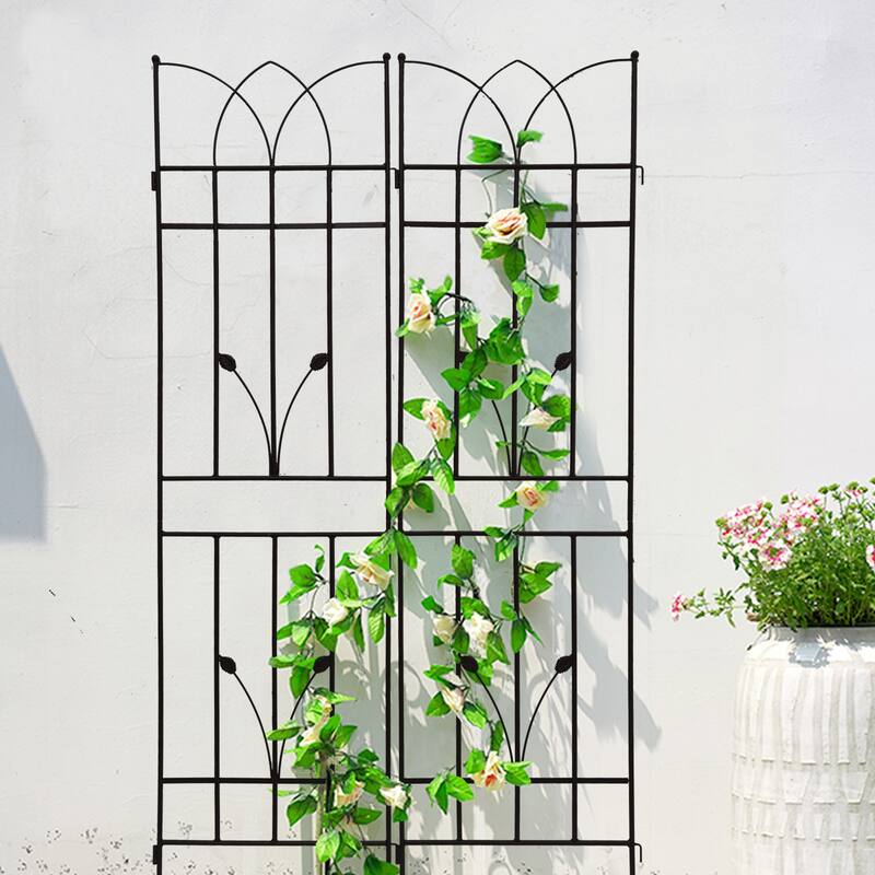 4 Pack Metal Garden Trellis 71"x17.7"Rustproof Trellis for Climbing Plants Outdoor Flower Support Black