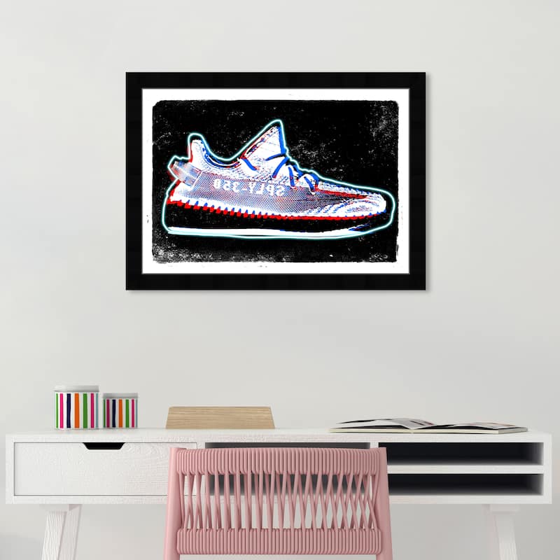 Wynwood Studio Canvas Fashion and Glam 3D Sneakers Blue and Modern & Contemporary Wall Art Canvas Print - Black