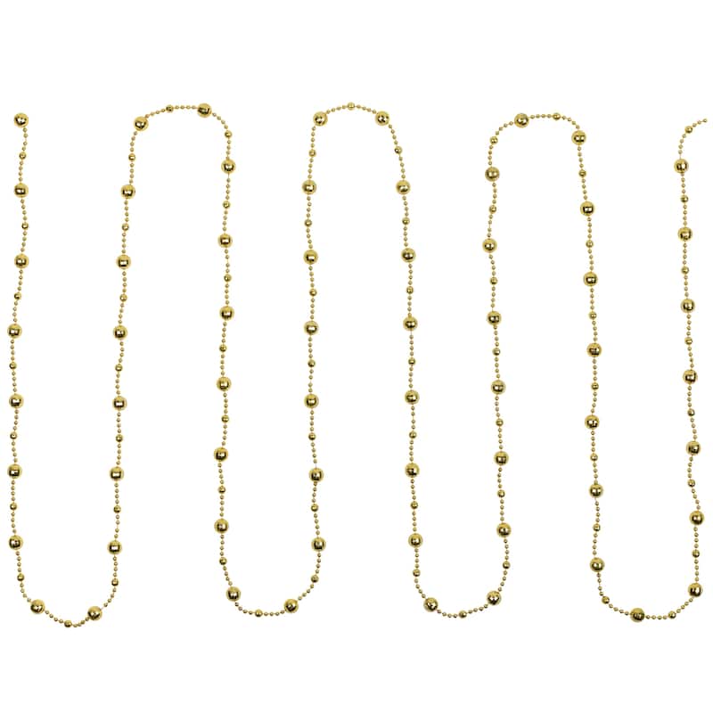 15'x0.5" Shiny Gold Mirrored Disco Ball Beaded Artificial Garl