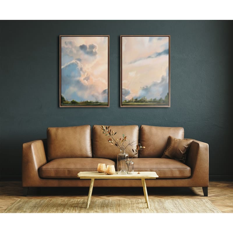 Kate and Laurel Sylvie Clouds Framed Canvas Set by Mary Sparrow