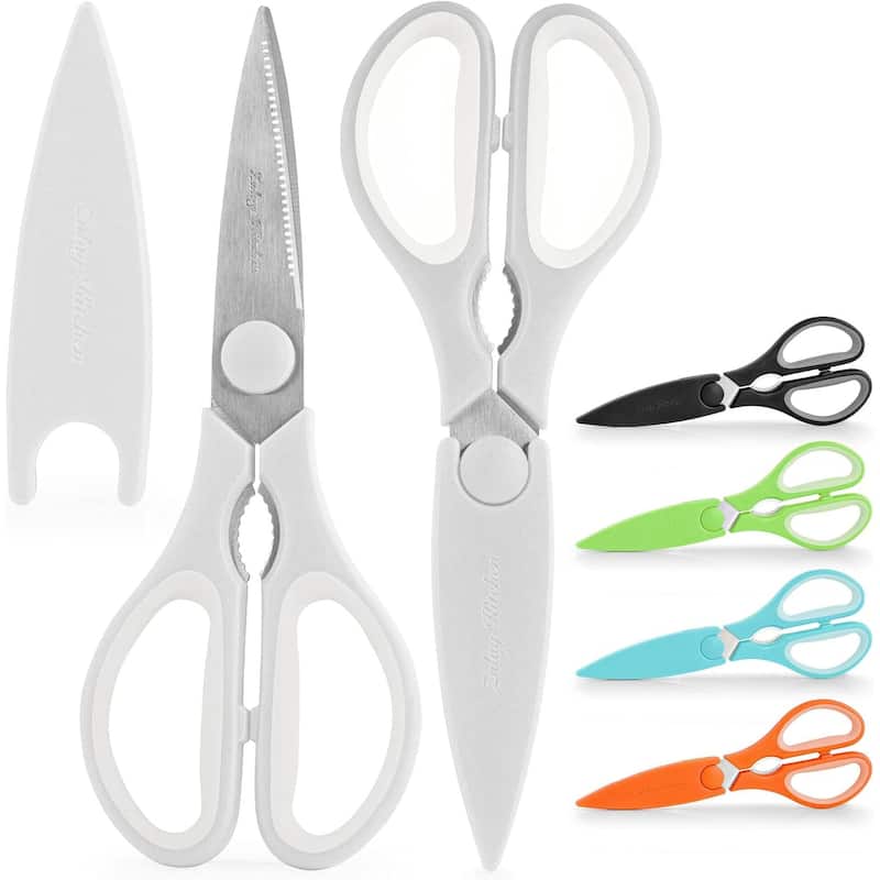 Zulay Kitchen Ultra Sharp Stainless Steel Kitchen Shears With Protective Cover