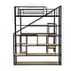 preview thumbnail 7 of 10, Full Size Metal Loft Bed with Staircase, Built-in Desk and Shelves in Black