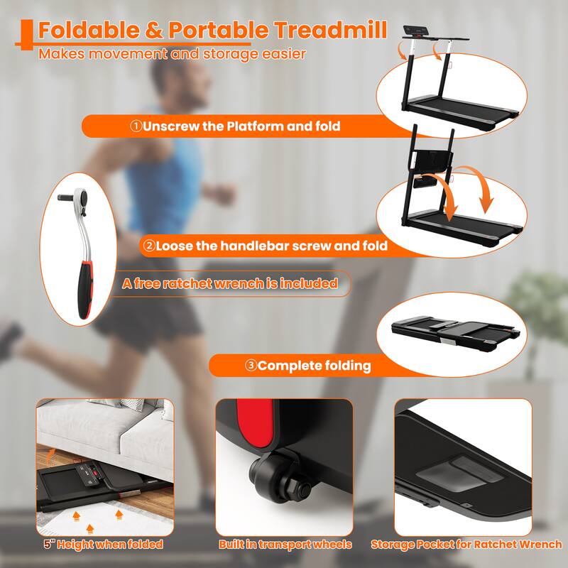 Gymax 3HP Walking Running Jogging Exercise Machine APP Control Folding
