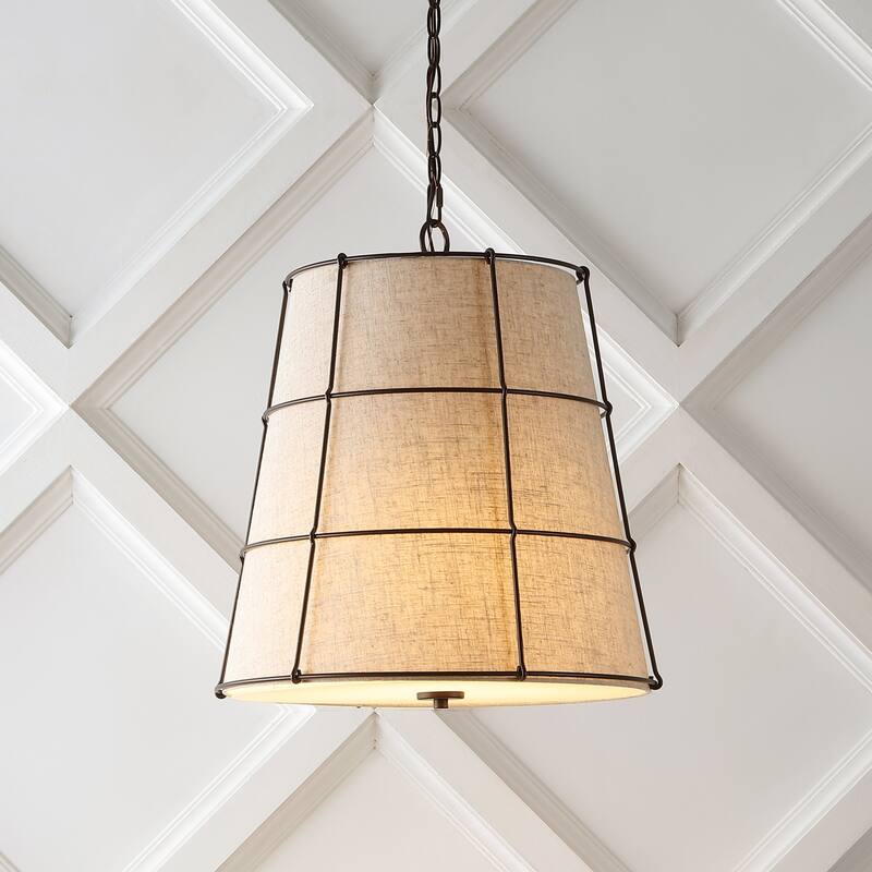 Chadwick 19" 3-Light Rustic Farmhouse Iron LED Pendant, Oil Rubbed Bronze by JONATHAN Y - 3 Light