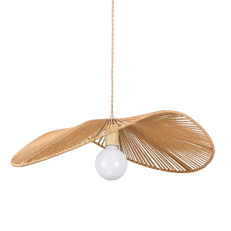 1 - Light Rattan Kitchen Island Pendant - Walnut