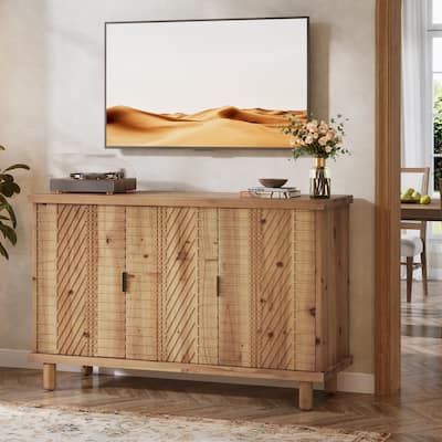 Solid Wood Buffet Cabinet with Storage for Kitchen and Entryway