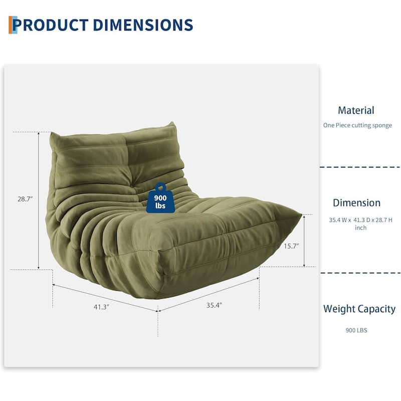 Floor Bean Bag Chair, Single Sofa Chair for Living Room Bedroom Office