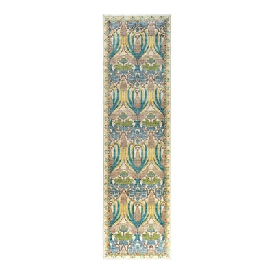 Arts & Crafts One-of-a-Kind Hand-Knotted Runner Rug - Ivory, 2' 6" x 9' 3" - 2' 6" x 9' 3"