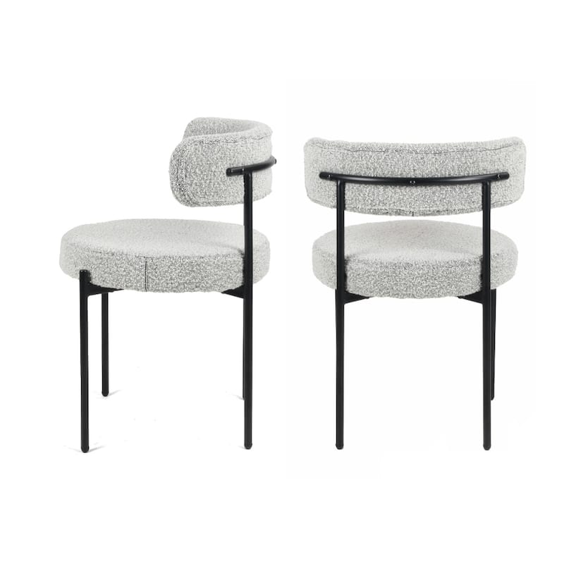 Roundhill Durban 5-Piece Round Dining Set, Trestle Dining Table with 4 Boucle Chairs