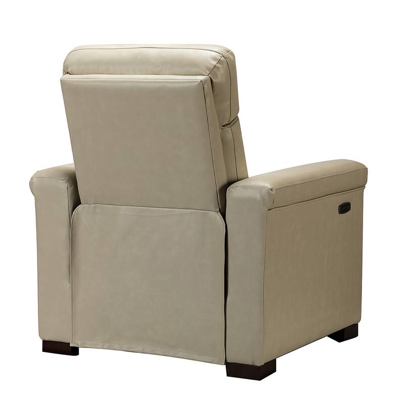 Alicia 34.65" Wide Contemporary Classic Genuine Leather Power Recliner With USB Port