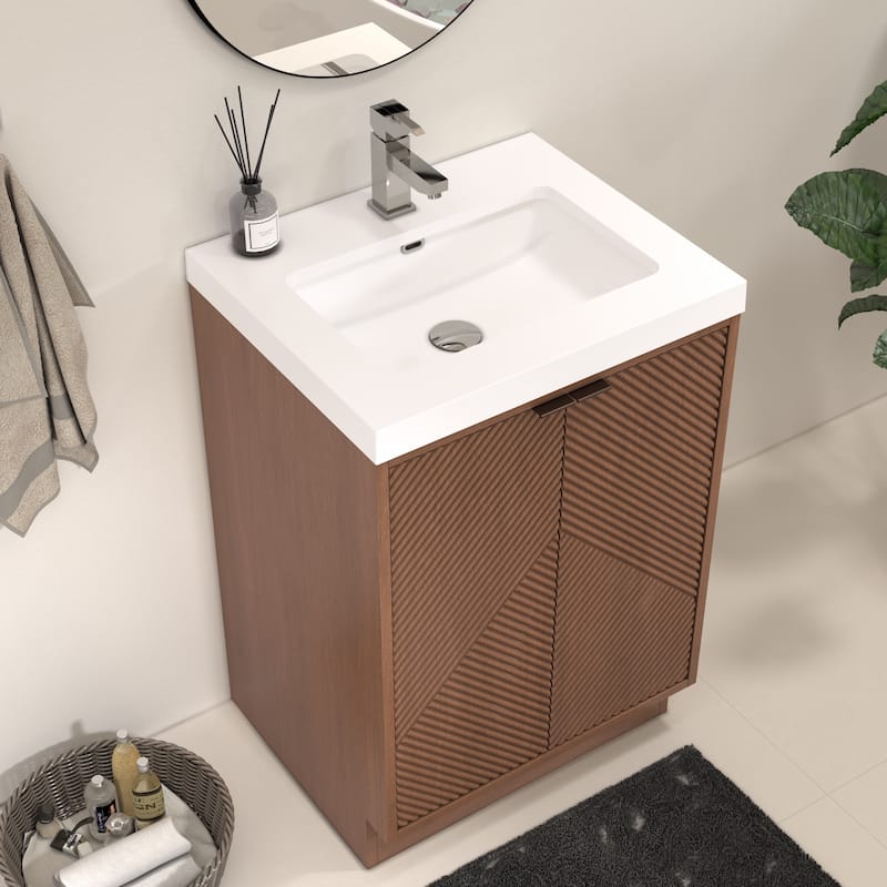 Milano 24" Freestanding Bathroom Vanity with White Acrylic Sink