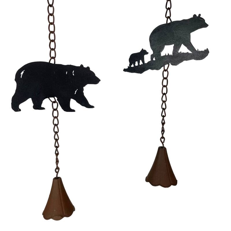 Set Of 2 Rain Chains With Bears And Trees, 52-Inch, Decorative - 4 X 52 X 0.25 inches