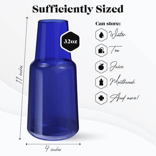 dimension image slide 0 of 4, American Atelier Bedside Water Carafe with Footed Glass/Lid