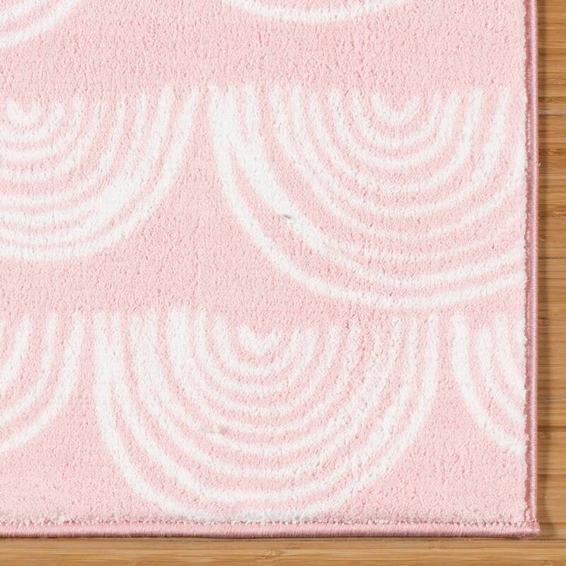 Tweenology Kids Rugs Plush Polyester Non-Slip Area Rugs for Bedrooms and Playrooms in Colorful and Pink Rainbow Designs 40x55