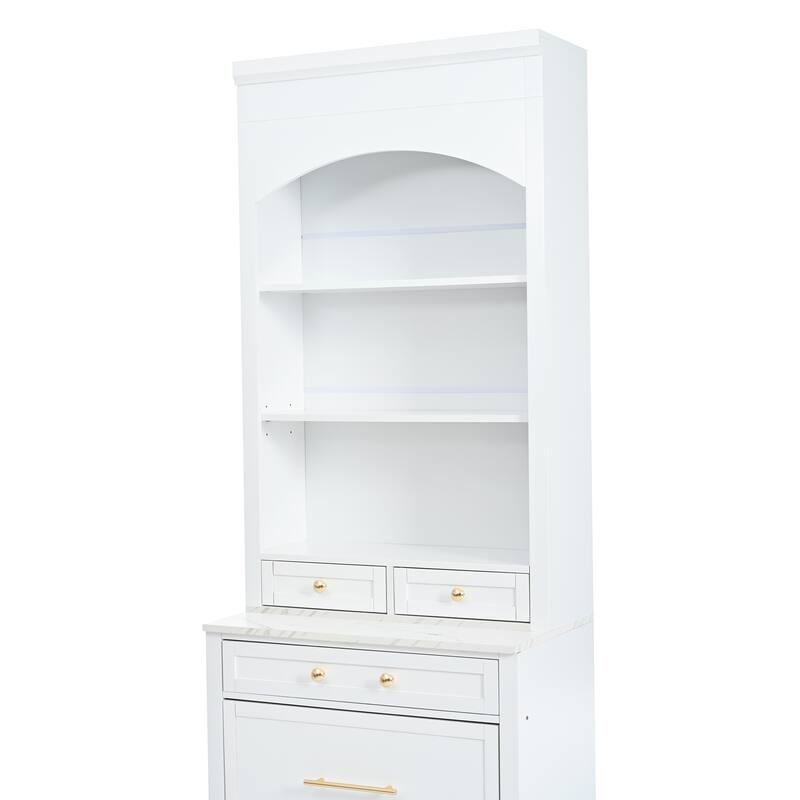 High Kitchen Pantry, Tall Kitchen Hutch, Display Cupboard Cabinet with Adjustable Shelf