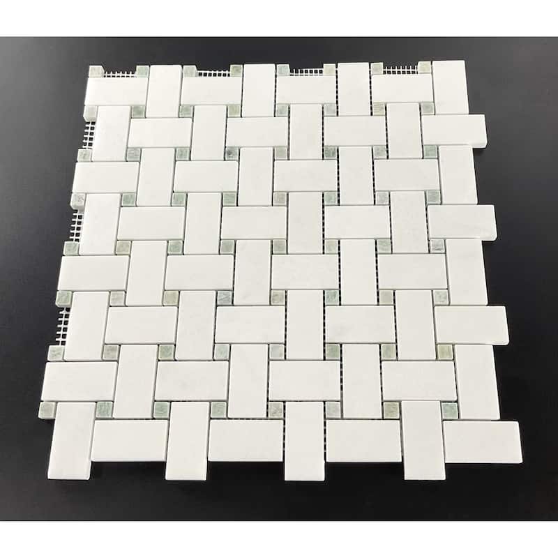 1 x 2 Basketweave Marble Mosaic Tiles - Case (10 Sheets)