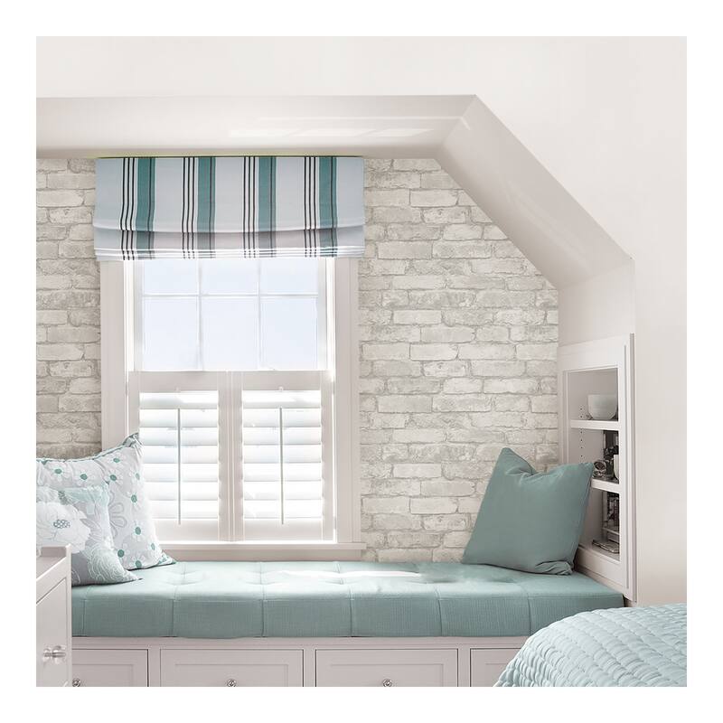 NuWallpaper Grey and White Brick Peel & Stick Wallpa - 216in x 20.5in x 0.025in