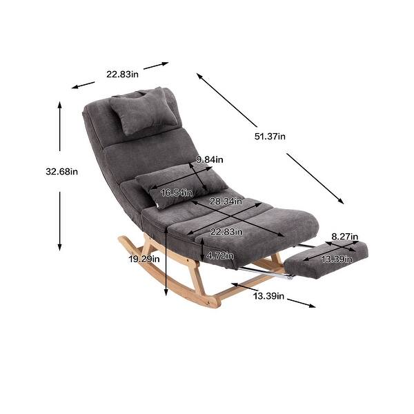 Polyester Rocking Chair Ergonomic Chaise Lounges with Hidden Pedal