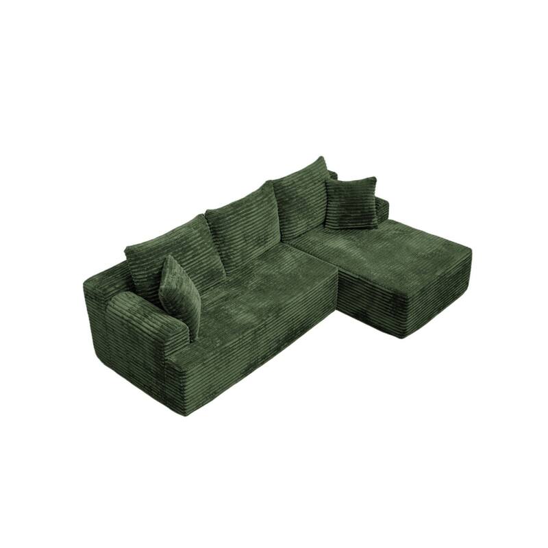 95.2" Modern L-Shaped Corduroy Sectional Sofa, No Assembly Reqired