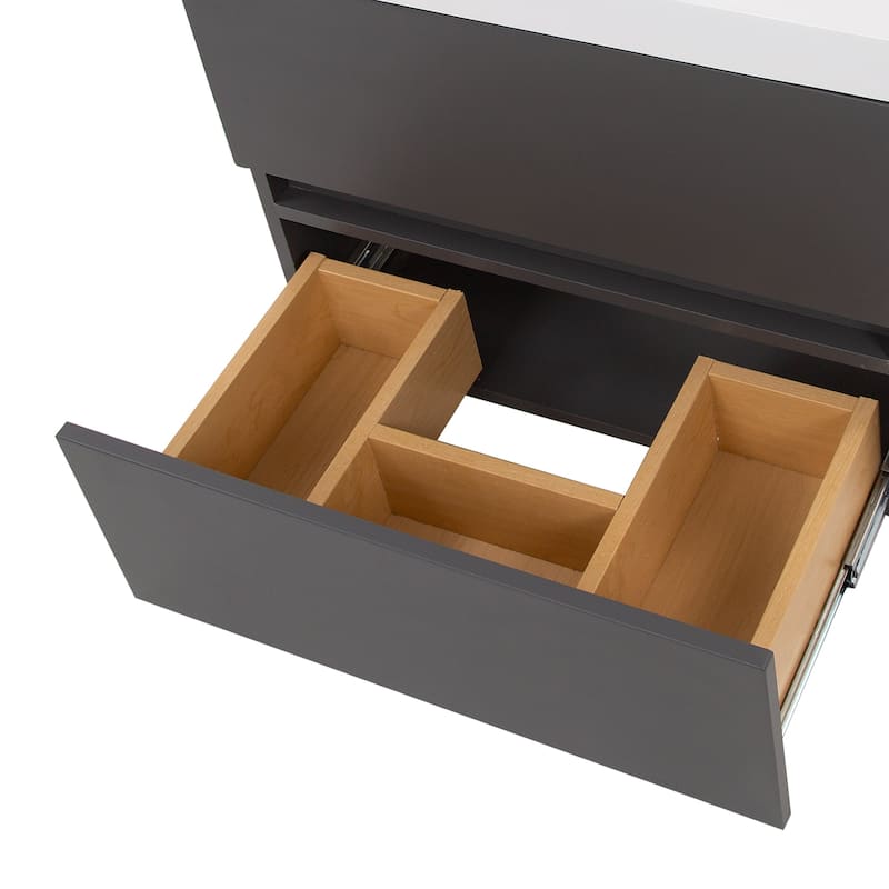 Spring Mill Cabinets Innes 24.5" 2-Drawer Floating Bathroom Vanity With White Sink Top