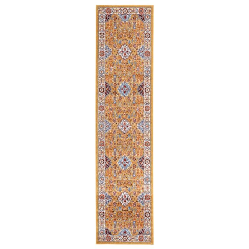 Santaria Sepha Vintage Bordered Area Rug - 2'6" x 10'3" Runner - Gold
