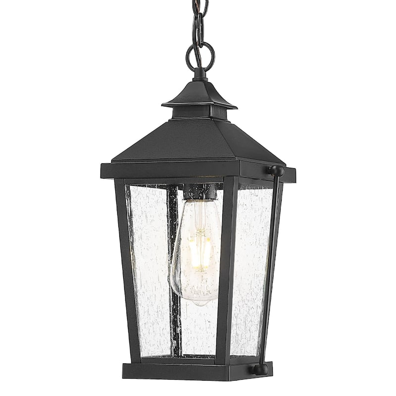 14 Inch Outdoor Hanging Porch Light - Black
