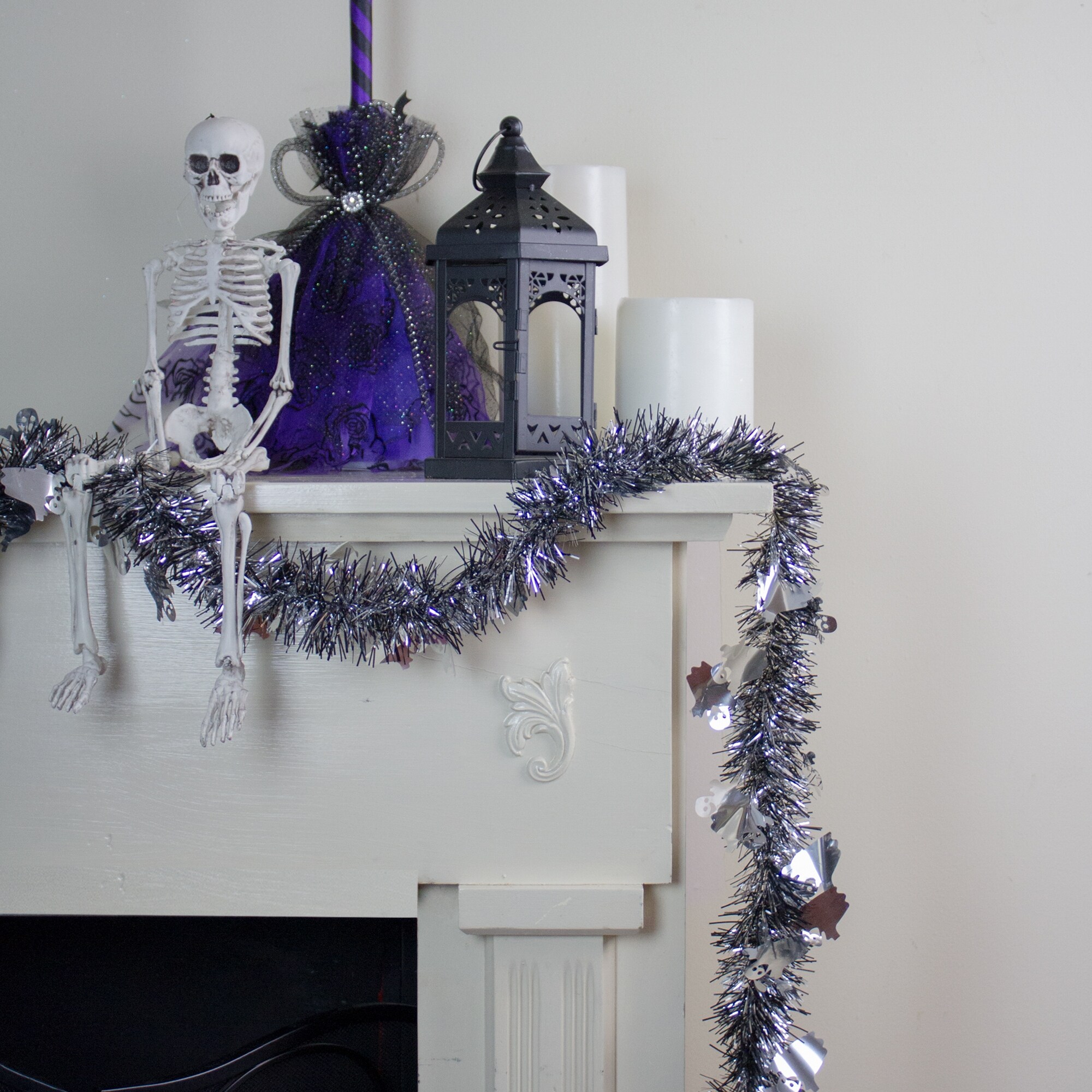 Christmas Home Decors Halloween Tinsel Garland Decorations 6 Feet Purple White Black Home Furniture Diy Quatrok Com Br