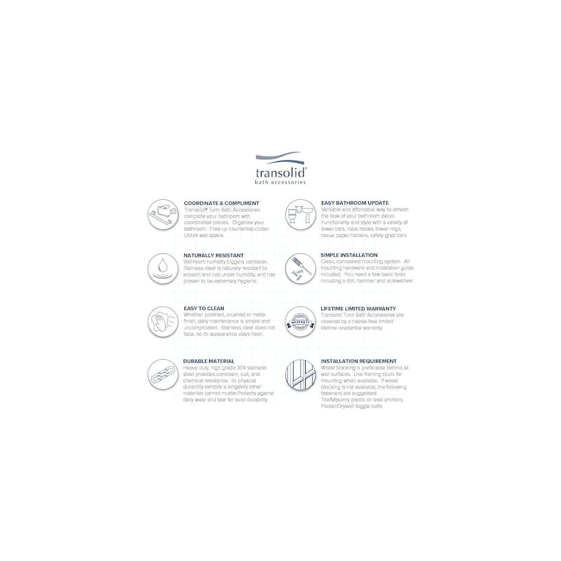 Transolid Turin Robe Hook - 2-in x 2-in