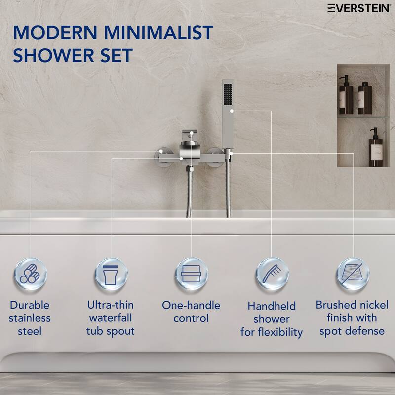 Single-Handle Wall Mount Tub Faucet with Handheld