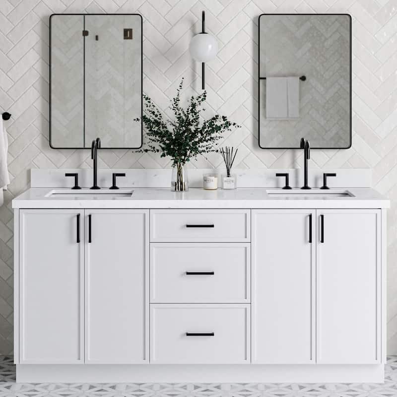Ariel K72DCQRVO Kelly 72-1/4" Free Standing Double Basin Vanity Set - White