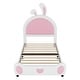 preview thumbnail 22 of 22, Twin Size Upholstered Platform Bed with Rabbit Shaped Headboard in Pink