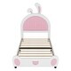preview thumbnail 6 of 16, Twin Size Upholstered Platform Bed with Rabbit Shaped Headboard