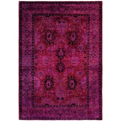 Overdyed One-of-a-Kind Hand-Knotted Area Rug - Purple - 4' 3" x 5' 7"