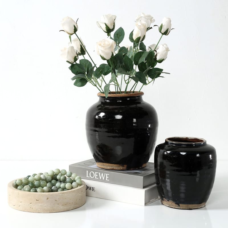Artissance Small Vintage Oil Pot With Black Glaze, 5 Inch Tall (Size & Finish Vary)