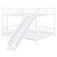 preview thumbnail 31 of 70, Metal Bunk Bed with Slide and Door, Twin Over Twin/Full Over Full Low Bunk Bedframe with Fence Guardrails and Ladder for 2 Kids