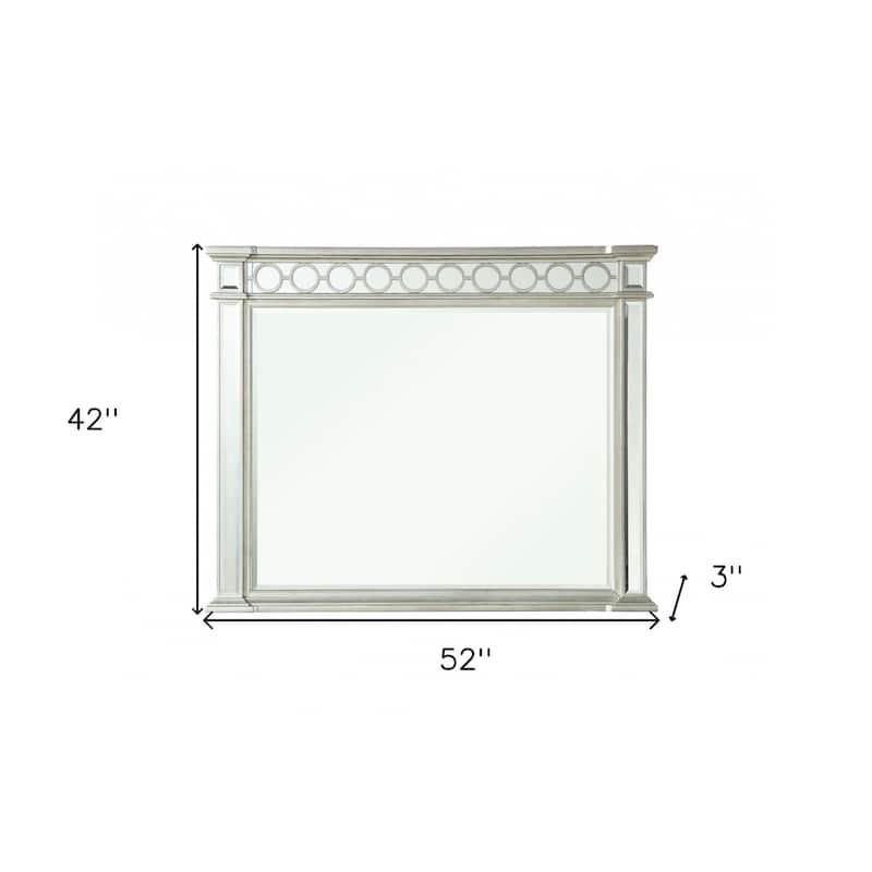 HomeRoots 42" Silver Wood Framed Mounted Dresser Mirror - 52' X '42' X '3