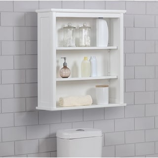 Bathroom Cabinet Wooden Medicine Cabinet Storage Organizer Double Door with  2 Shelves, and Open Display Shelf - On Sale - Bed Bath & Beyond - 38192123