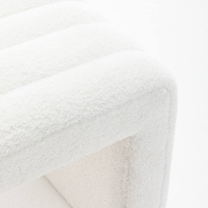 SEYNAR Modern Glam Teddy Velvet Upolstered U-Shaped Ottoman