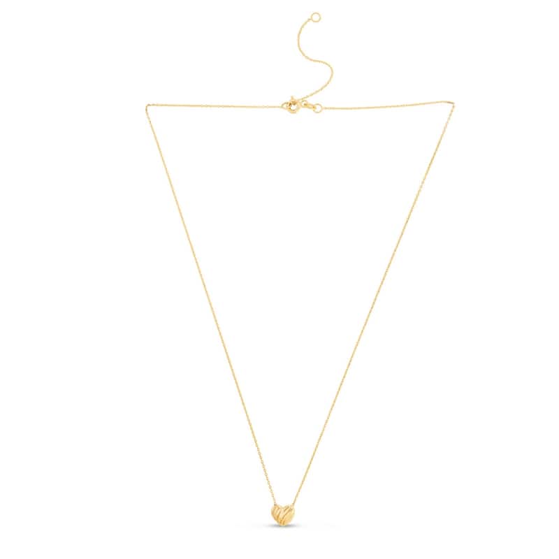 Curata 14k Yellow Gold 18" 8mm Open Modern Heart Necklace (Spring Ring)