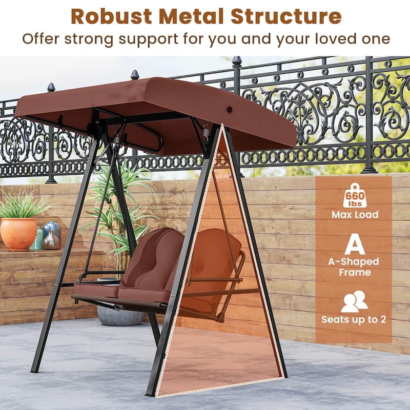 Costway 2-Person Outdoor Porch Swing Swing Loveseat with A-Shaped - See Details