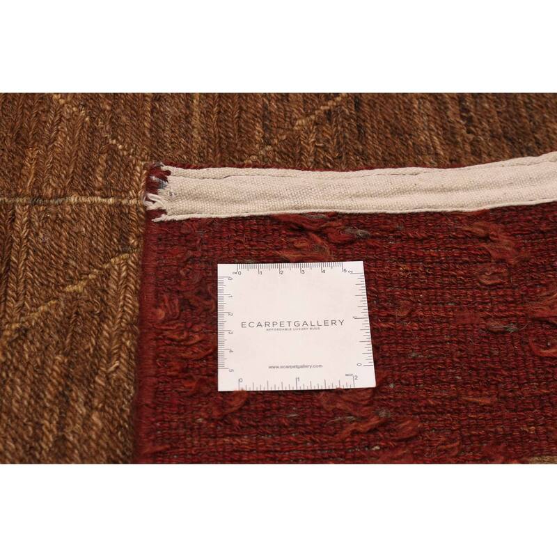 ECARPETGALLERY Flat-Weave Lahor Finest Brown Wool Tapestry Kilim - 12'9 x 13'1