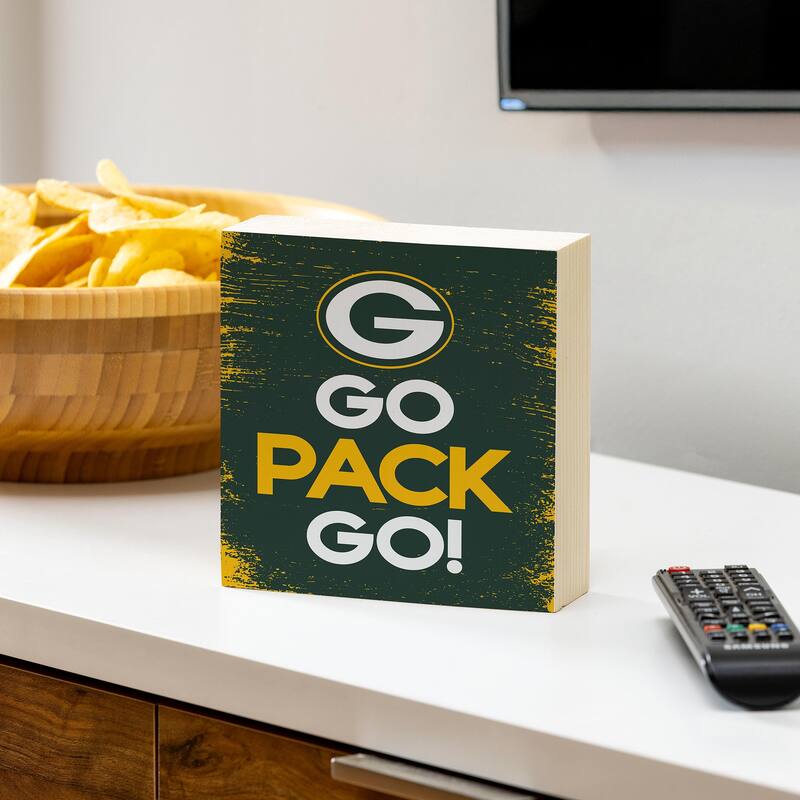 Green Bay Packers Wooden Tabletop Mantel Shelf Sign - 6" x 6"